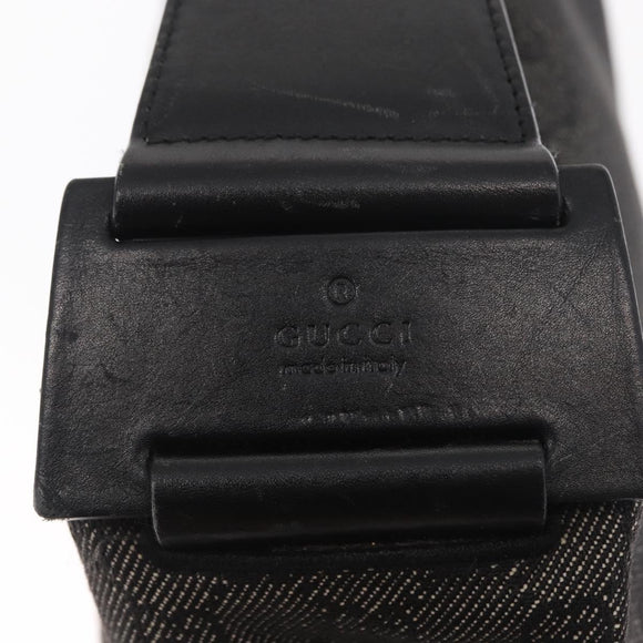 GUCCI GG Canvas Shoulder Bag Black Gold 92699 Auth 160053