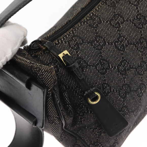 GUCCI GG Canvas Shoulder Bag Black Gold 92699 Auth 160053