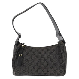 GUCCI GG Canvas Shoulder Bag Black Gold 92699 Auth 160053 - 0