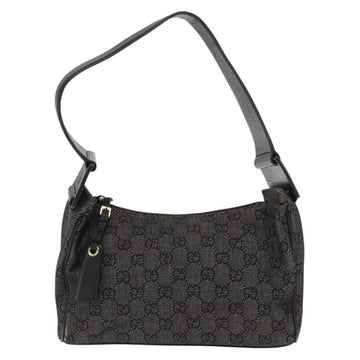 GUCCI GG Canvas Shoulder Bag Black Gold 92699 Auth 160053 - 0
