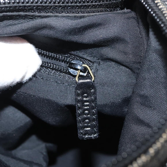 GUCCI GG Canvas Shoulder Bag Black Gold 92699 Auth 160053