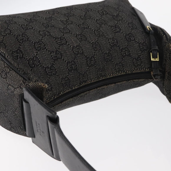GUCCI GG Canvas Shoulder Bag Black Gold 92699 Auth 160053