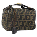 FENDI Zucca Canvas Hand Bag Brown Black Auth 160054-1