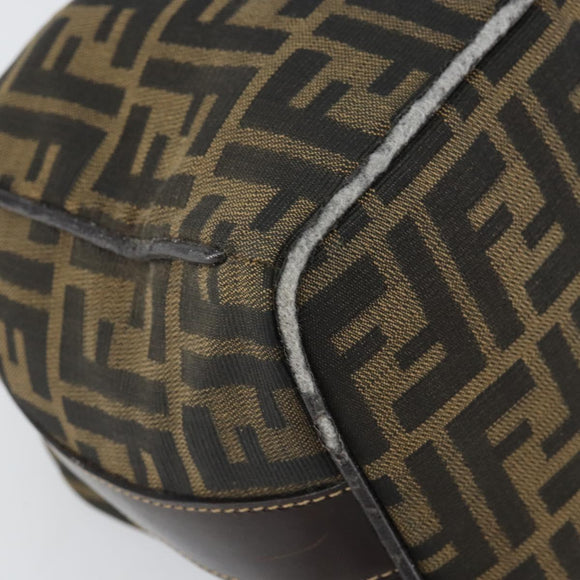 FENDI Zucca Canvas Hand Bag Brown Black Auth 160054