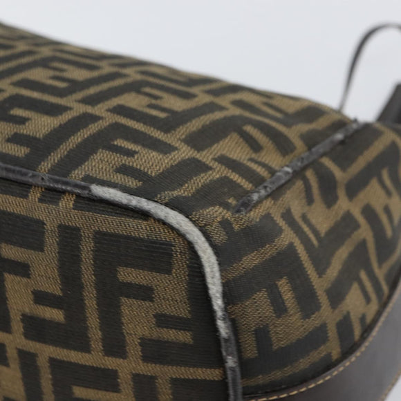 FENDI Zucca Canvas Hand Bag Brown Black Auth 160054