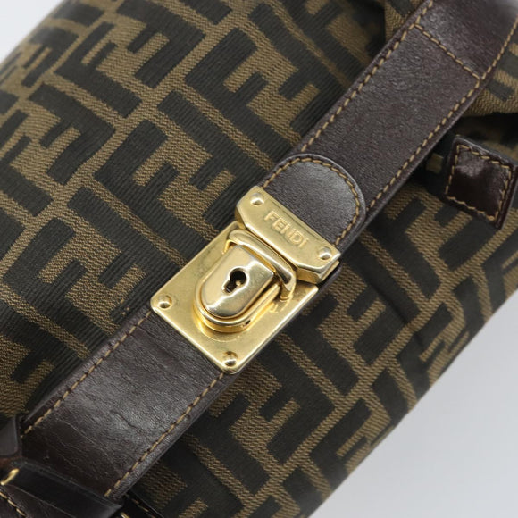 FENDI Zucca Canvas Hand Bag Brown Black Auth 160054