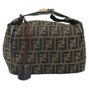 FENDI Zucca Canvas Hand Bag Brown Black Auth 160054-2