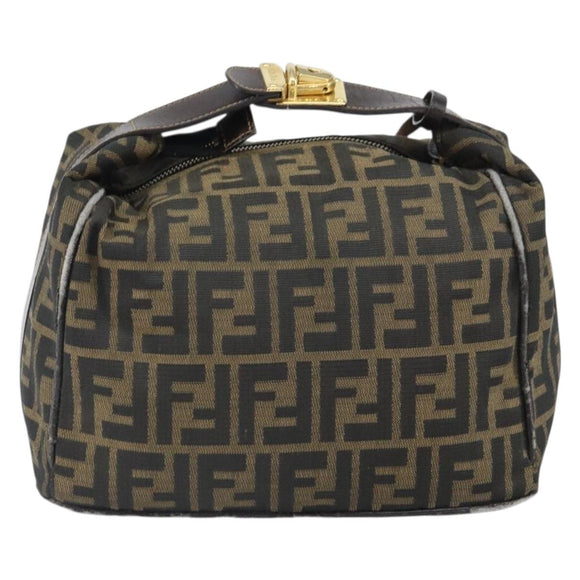FENDI Zucca Canvas Hand Bag Brown Black Auth 160054