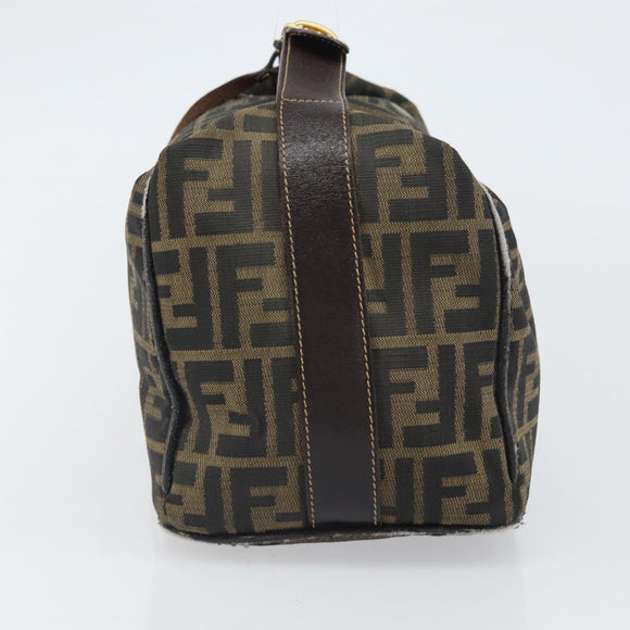 FENDI Zucca Canvas Hand Bag Brown Black Auth 160054
