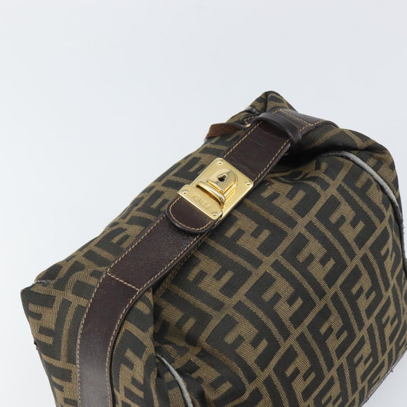 FENDI Zucca Canvas Hand Bag Brown Black Auth 160054