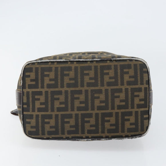 FENDI Zucca Canvas Hand Bag Brown Black Auth 160054