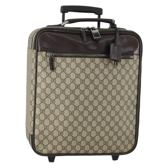 GUCCI GG Supreme Suitcase PVC Beige Silver 101678 Auth 160065