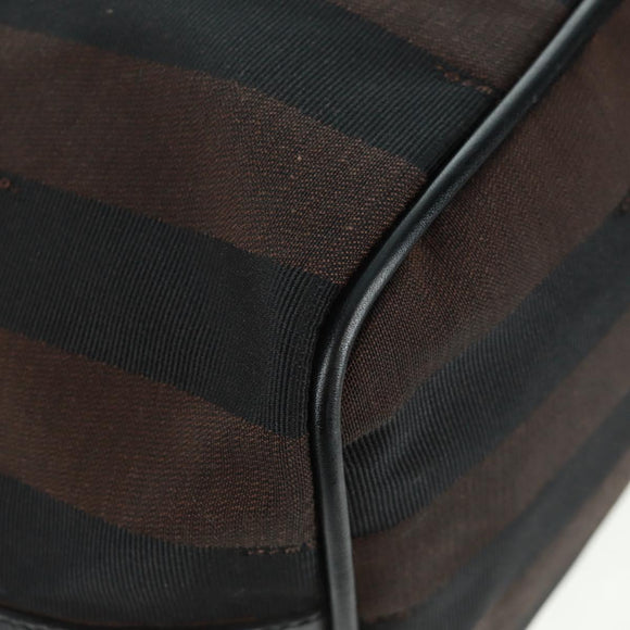 FENDI Pecan Canvas Shoulder Bag Black Brown Auth 160066