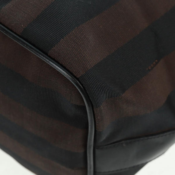 FENDI Pecan Canvas Shoulder Bag Black Brown Auth 160066