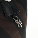 FENDI Pecan Canvas Shoulder Bag Black Brown Auth 160066-9