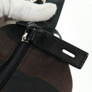 FENDI Pecan Canvas Shoulder Bag Black Brown Auth 160066-10