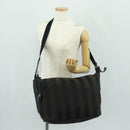 FENDI Pecan Canvas Shoulder Bag Black Brown Auth 160066-25