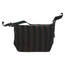 FENDI Pecan Canvas Shoulder Bag Black Brown Auth 160066-2