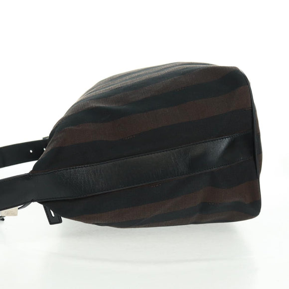 FENDI Pecan Canvas Shoulder Bag Black Brown Auth 160066