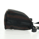 FENDI Pecan Canvas Shoulder Bag Black Brown Auth 160066-4