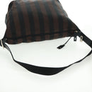 FENDI Pecan Canvas Shoulder Bag Black Brown Auth 160066-7
