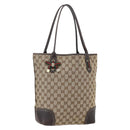 GUCCI GG Canvas Pretty Tote Bag Web Sherry Line Beige Gold 181779 Auth 160067-1