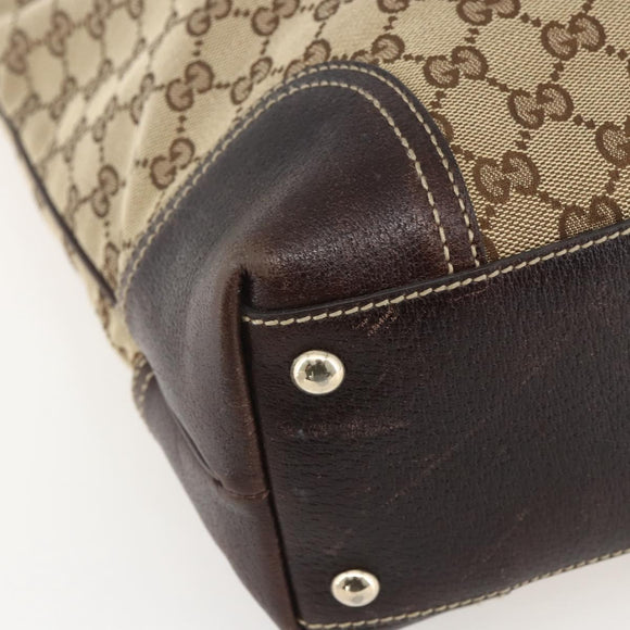 GUCCI GG Canvas Pretty Tote Bag Web Sherry Line Beige Gold 181779 Auth 160067
