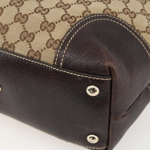 GUCCI GG Canvas Pretty Tote Bag Web Sherry Line Beige Gold 181779 Auth 160067