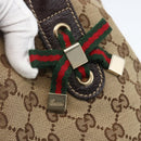 GUCCI GG Canvas Pretty Tote Bag Web Sherry Line Beige Gold 181779 Auth 160067-17
