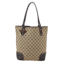 GUCCI GG Canvas Pretty Tote Bag Web Sherry Line Beige Gold 181779 Auth 160067-13