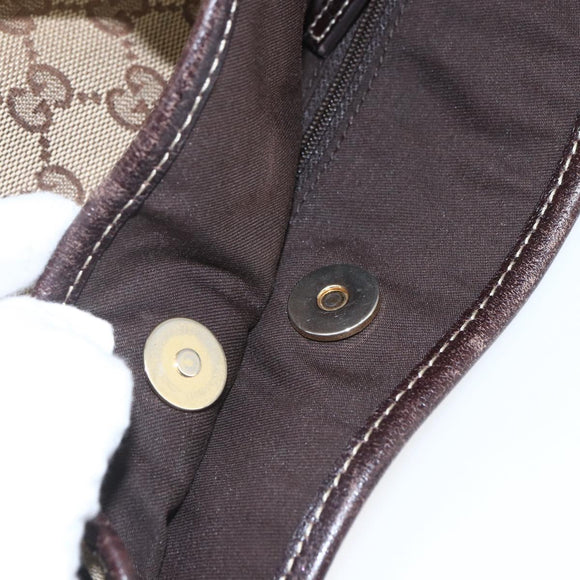 GUCCI GG Canvas Pretty Tote Bag Web Sherry Line Beige Gold 181779 Auth 160067