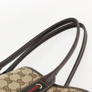 GUCCI GG Canvas Pretty Tote Bag Web Sherry Line Beige Gold 181779 Auth 160067-8