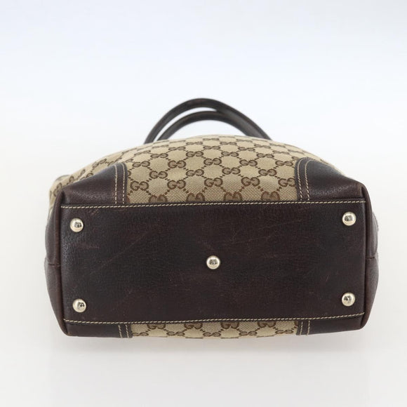 GUCCI GG Canvas Pretty Tote Bag Web Sherry Line Beige Gold 181779 Auth 160067