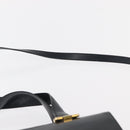 Salvatore Ferragamo Gancini Hand Bag Leather 2way Navy Gold Auth 160069-15
