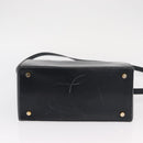 Salvatore Ferragamo Gancini Hand Bag Leather 2way Navy Gold Auth 160069-5