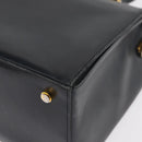 Salvatore Ferragamo Gancini Hand Bag Leather 2way Navy Gold Auth 160069-17