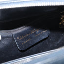 Salvatore Ferragamo Gancini Hand Bag Leather 2way Navy Gold Auth 160069-12