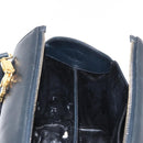 Salvatore Ferragamo Gancini Hand Bag Leather 2way Navy Gold Auth 160069-21