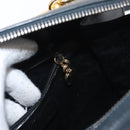 Salvatore Ferragamo Gancini Hand Bag Leather 2way Navy Gold Auth 160069-22
