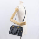 Salvatore Ferragamo Gancini Hand Bag Leather 2way Navy Gold Auth 160069-24