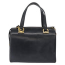 Salvatore Ferragamo Gancini Hand Bag Leather 2way Navy Gold Auth 160069-2