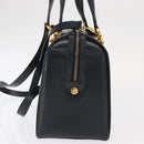 Salvatore Ferragamo Gancini Hand Bag Leather 2way Navy Gold Auth 160069-3