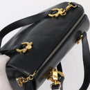 Salvatore Ferragamo Gancini Hand Bag Leather 2way Navy Gold Auth 160069-6