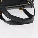 Salvatore Ferragamo Gancini Hand Bag Leather 2way Navy Gold Auth 160069-7