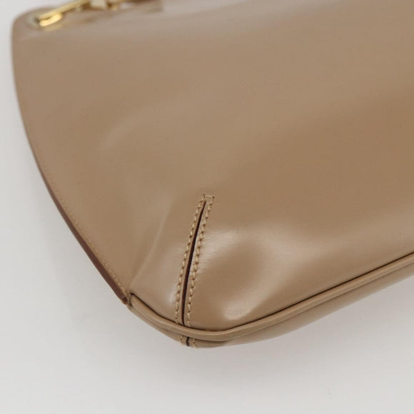 Salvatore Ferragamo Shoulder Bag Leather Beige Gold Auth 160072