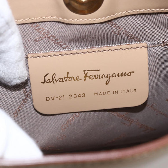 Salvatore Ferragamo Shoulder Bag Leather Beige Gold Auth 160072