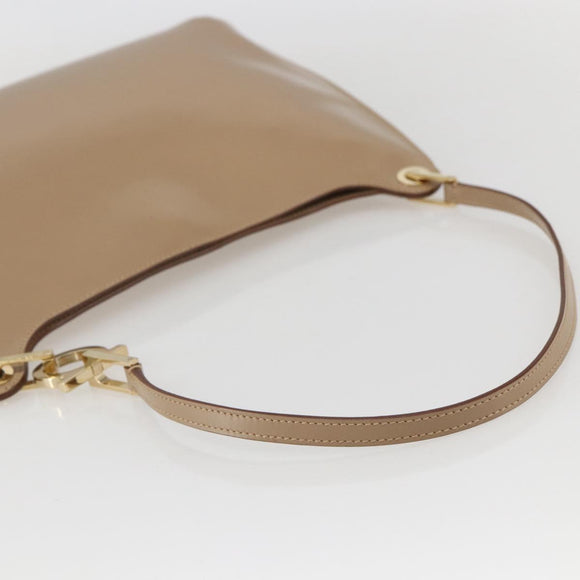 Salvatore Ferragamo Shoulder Bag Leather Beige Gold Auth 160072
