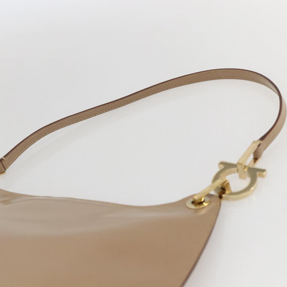Salvatore Ferragamo Shoulder Bag Leather Beige Gold Auth 160072