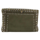 PRADA Bijoux Clutch Bag Canvas Khaki Gold Auth 160073-1