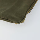 PRADA Bijoux Clutch Bag Canvas Khaki Gold Auth 160073-15